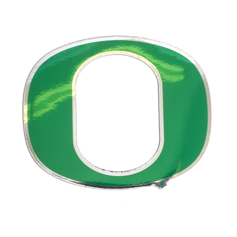 Classic Oregon O, Logo Brand, Green, Magnets, Gifts, 6", Chrome Outline, 764467